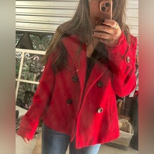 Women's Red Double-Breasted Jacket